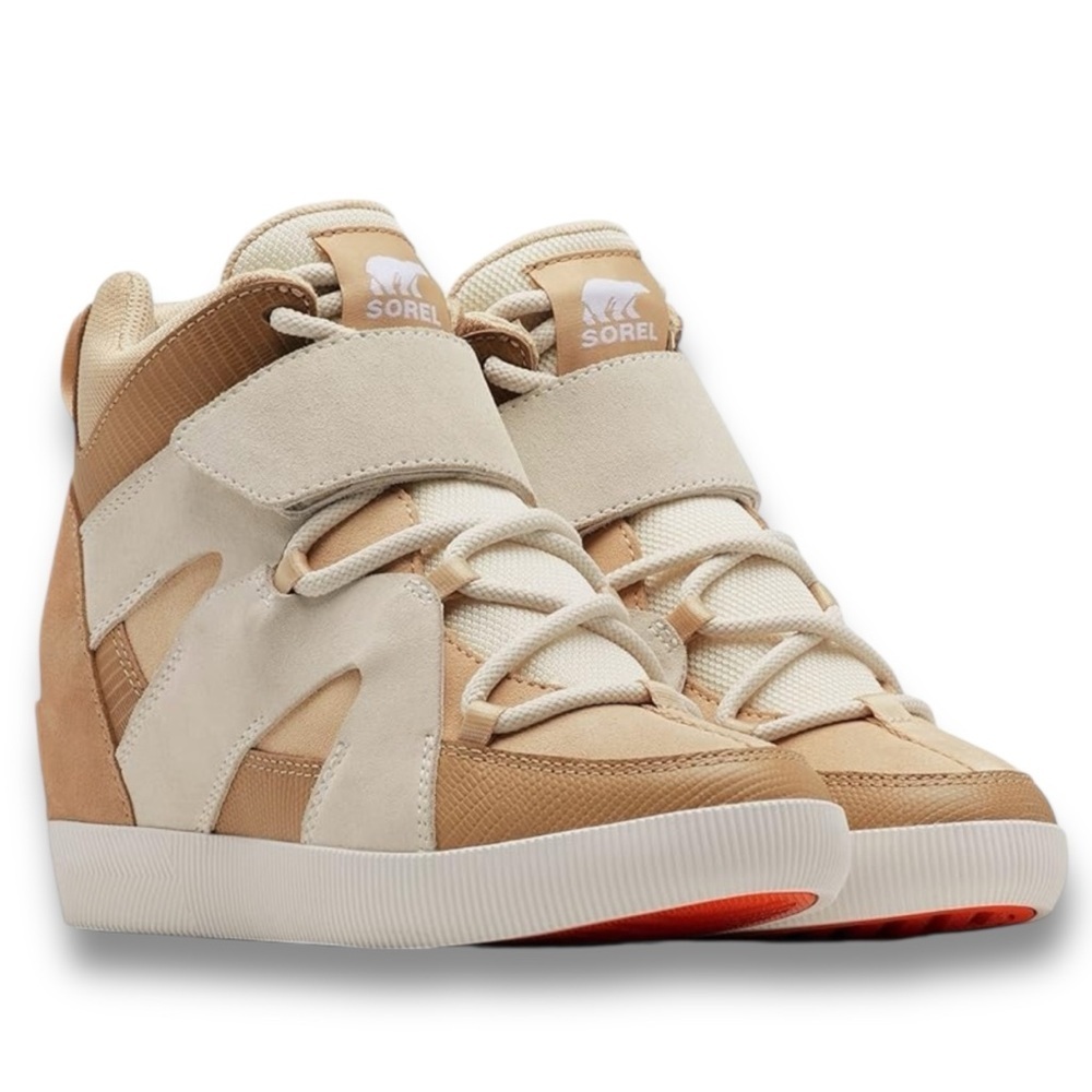 Sorel Out N About Suede Sport Wedge Booties in Cream Tan Nova Sand Canoe Size 10